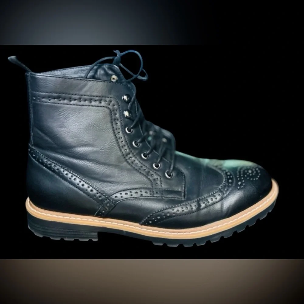 Club Room Men's Sawyer Faux-Leather Wingtip Chukka Boots Color Black Size 12
